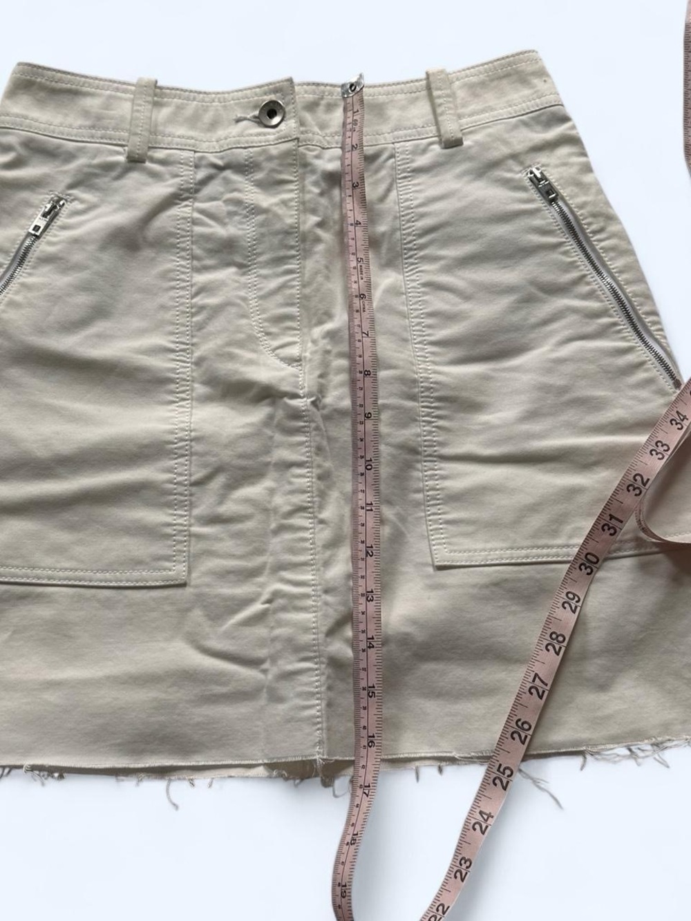 Rag & Bone Cream 100% Cotton Utility Zipper Pocket Mini Skirt S - Picture 3 of 4